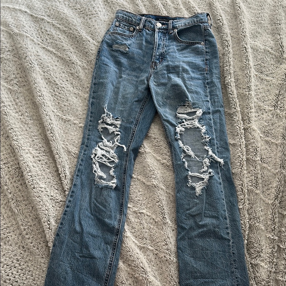 Aeropostale Blue Boyfriend Jeans Distressed Denim